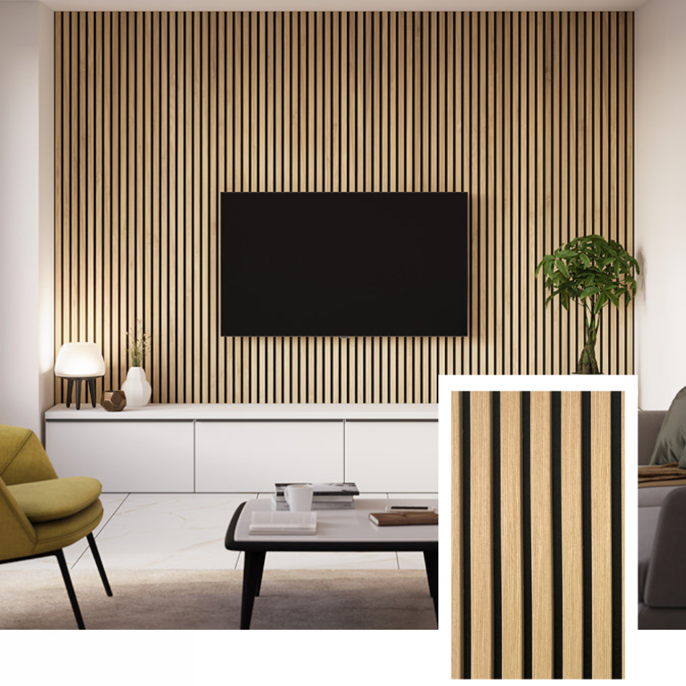 NordLyd™ Premium akustiikkapaneeli – luonnontammi (2,7 x 1,10 m)
